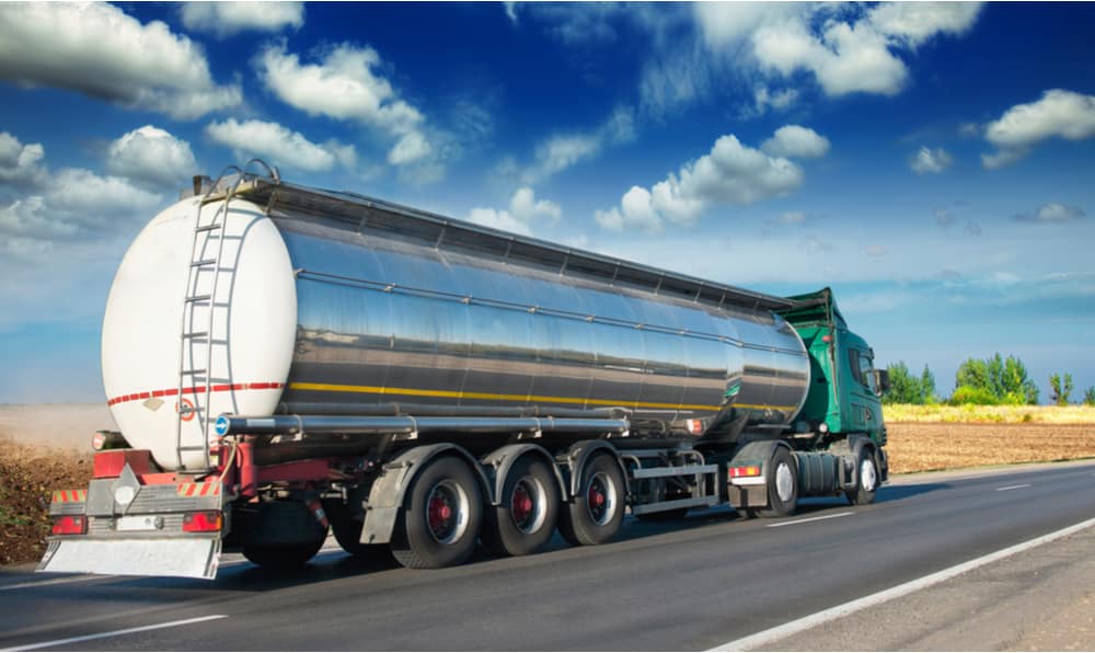 A tanker truck, a type of CMV that requires an additional endorsement